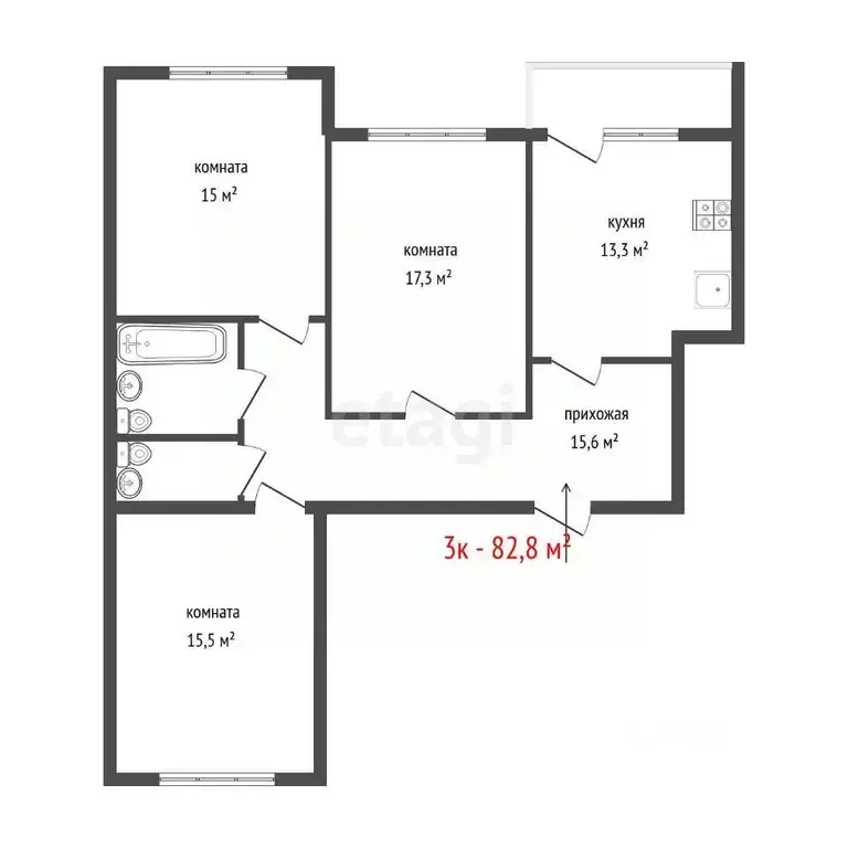 3-к кв. Свердловская область, Екатеринбург просп. Академика Сахарова, ... - Фото 2