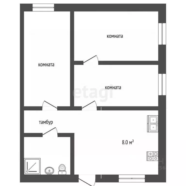 3-к кв. Краснодарский край, Темрюкский район, Тамань ст-ца ул. Карла ... - Фото 2