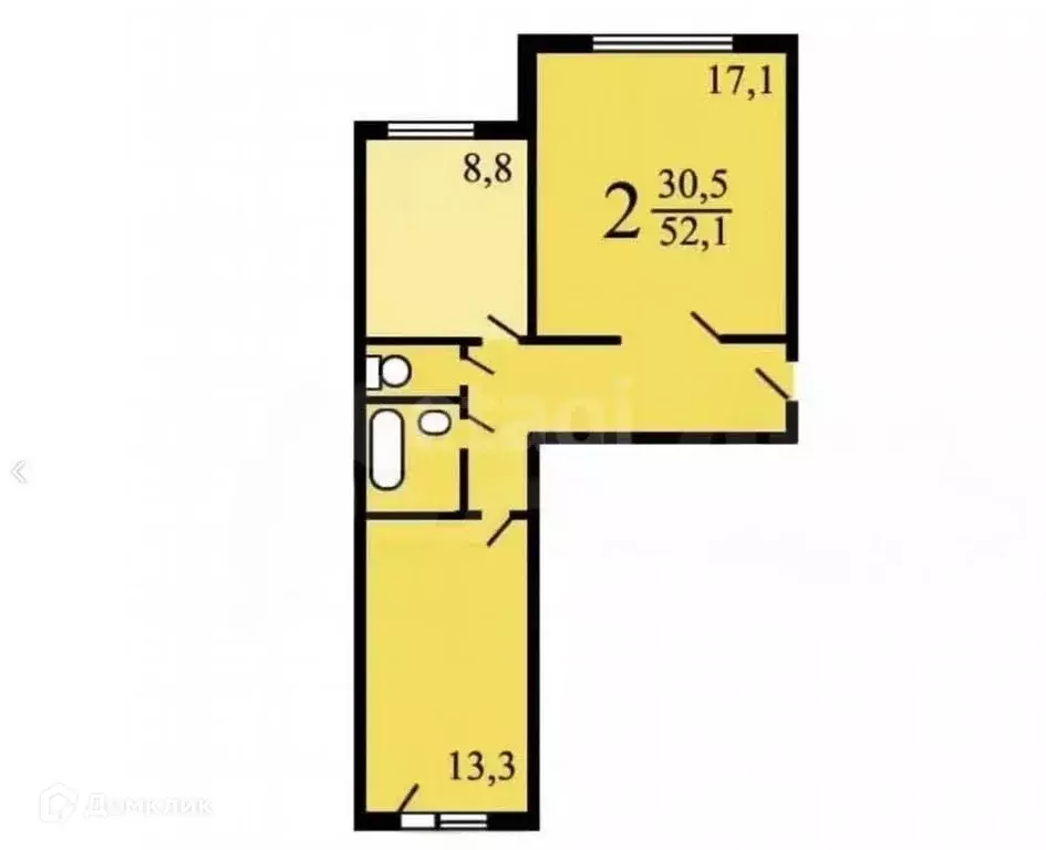 Продаётся 2-к квартира, 52 м - Фото 1
