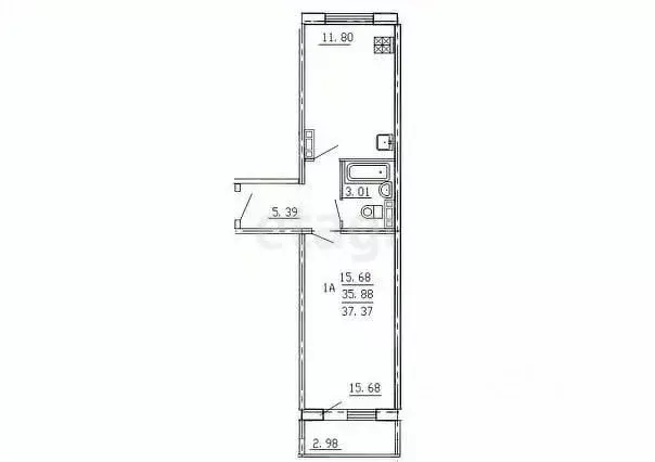 1-к кв. Ульяновская область, Ульяновск ул. Шолмова, 47 (39.2 м) - Фото 1