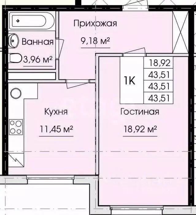 1-к кв. Дагестан, Махачкала ул. Бугленская, 10А (44.0 м) - Фото 1