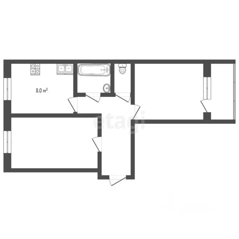 2-к кв. Ямало-Ненецкий АО, Ноябрьск ул. Космонавтов, 26 (51.3 м) - Фото 1