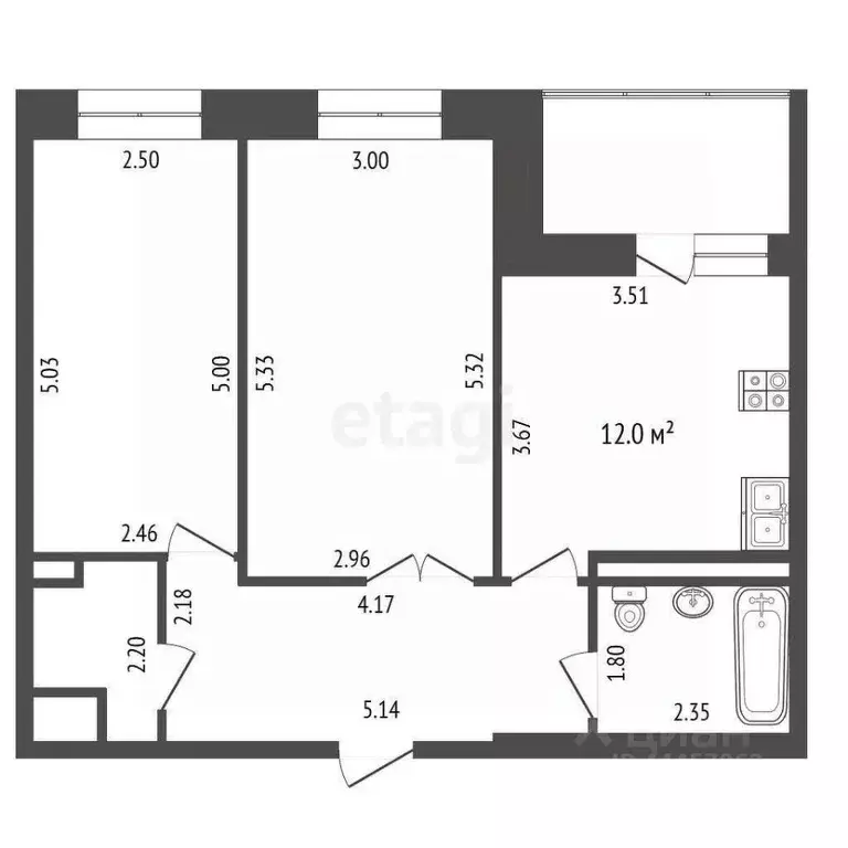 2-к кв. Челябинская область, Челябинск ул. Коммунаров, 34 (56.6 м) - Фото 1