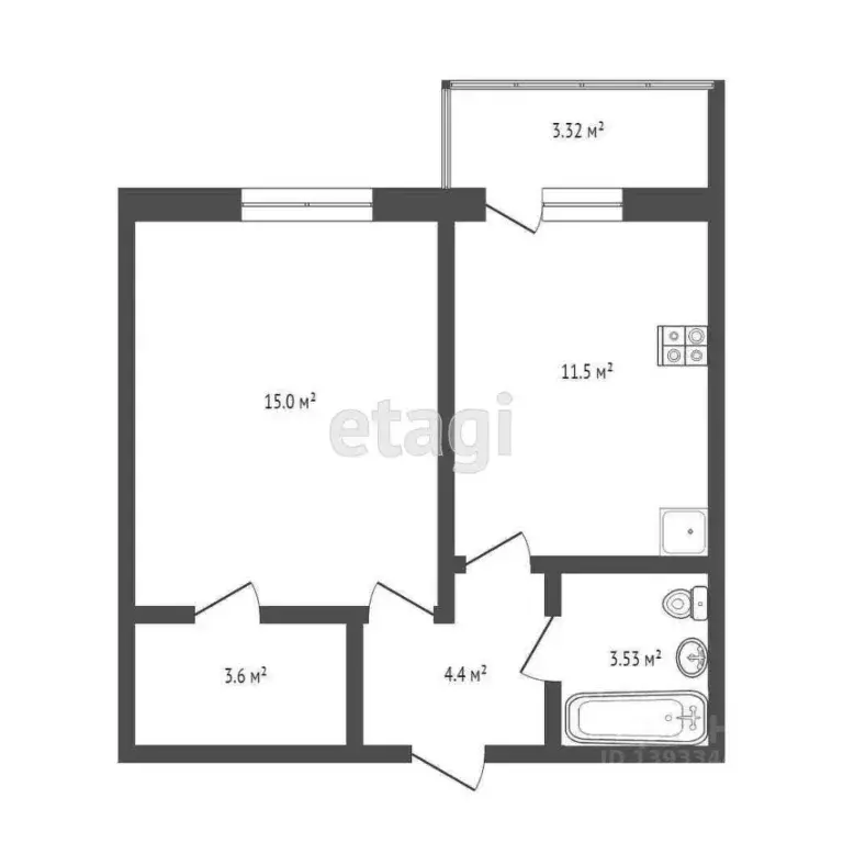 1-к кв. Тюменская область, Тюмень ул. Андрея Кореневского, 22 (37.1 м) - Фото 1