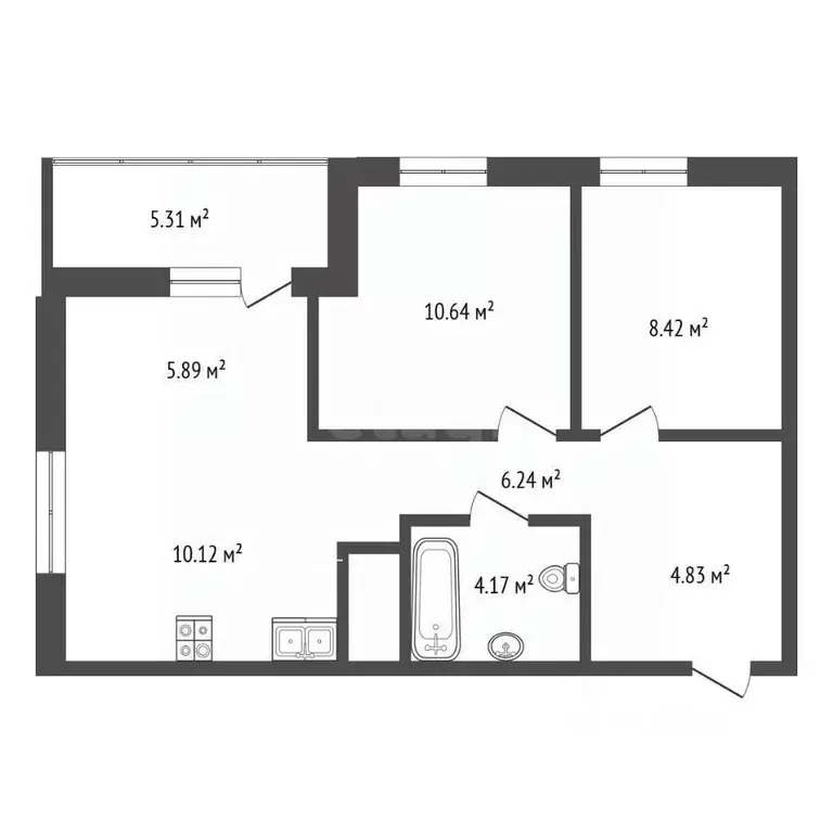 2-к кв. Самарская область, Самара Революционная ул., 101Д (50.3 м) - Фото 2