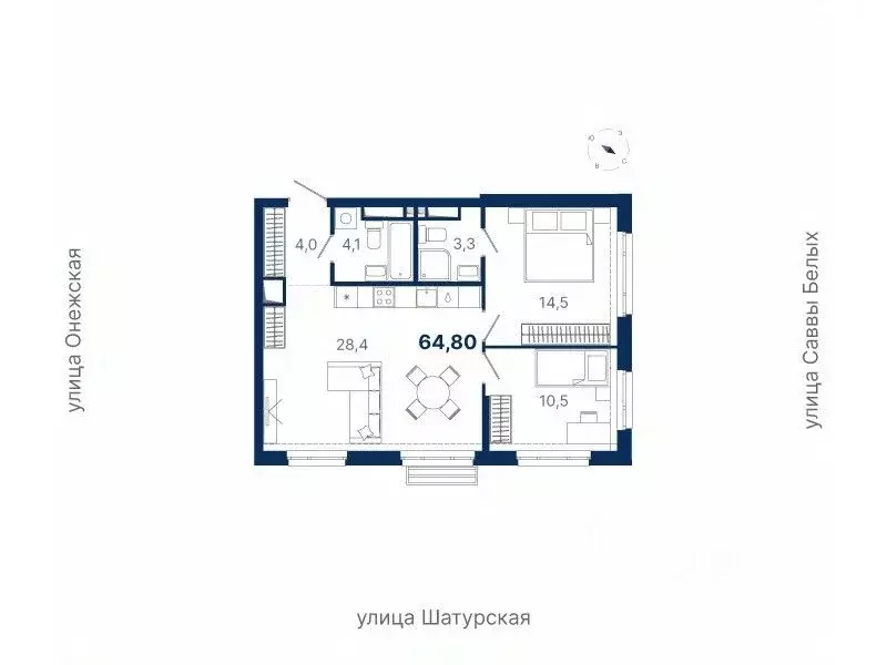 2-к кв. Свердловская область, Екатеринбург ул. Шатурская (64.8 м) - Фото 0