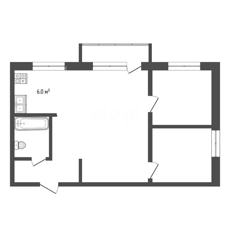 2-комнатная квартира: Тюмень, Жигулёвская улица, 3 (41.8 м) - Фото 1