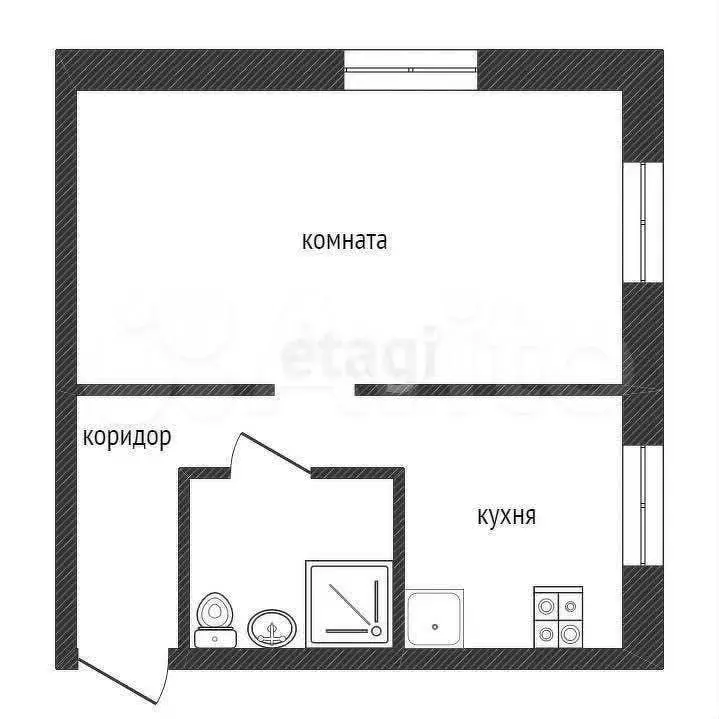 1-к. квартира, 31,3 м, 1/5 эт. - Фото 0