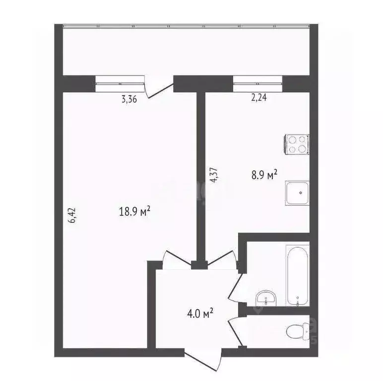 1-к кв. Вологодская область, Вологда Новгородская ул., 5А (36.5 м) - Фото 1