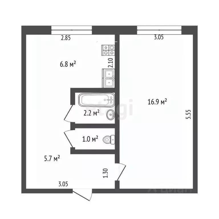 1-к кв. Мордовия, Саранск ул. Веселовского, 25 (32.9 м) - Фото 2