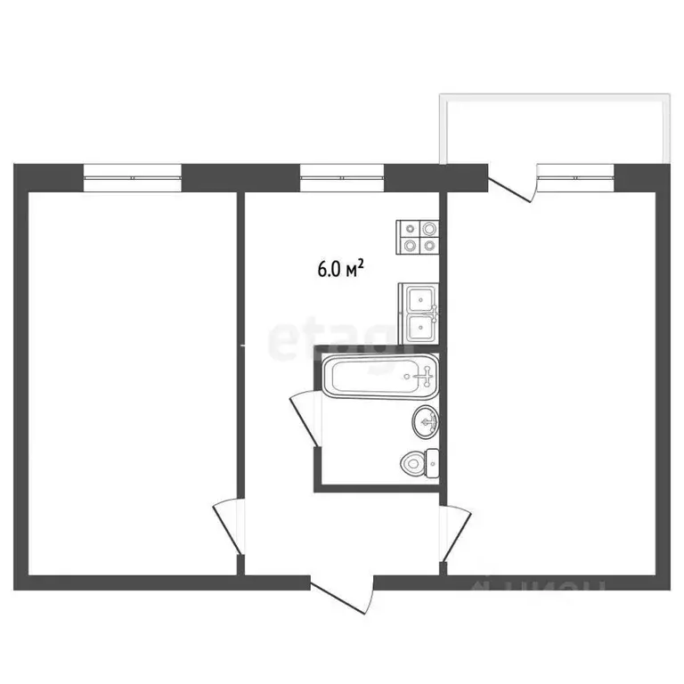 2-к кв. Ставропольский край, Пятигорск Московская ул. (45.0 м) - Фото 2