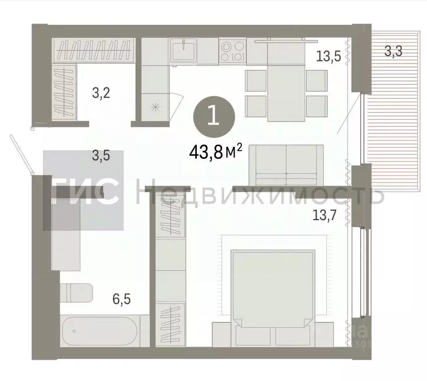 1-к кв. Новосибирская область, Новосибирский район, Краснообск рп ул. ... - Фото 1