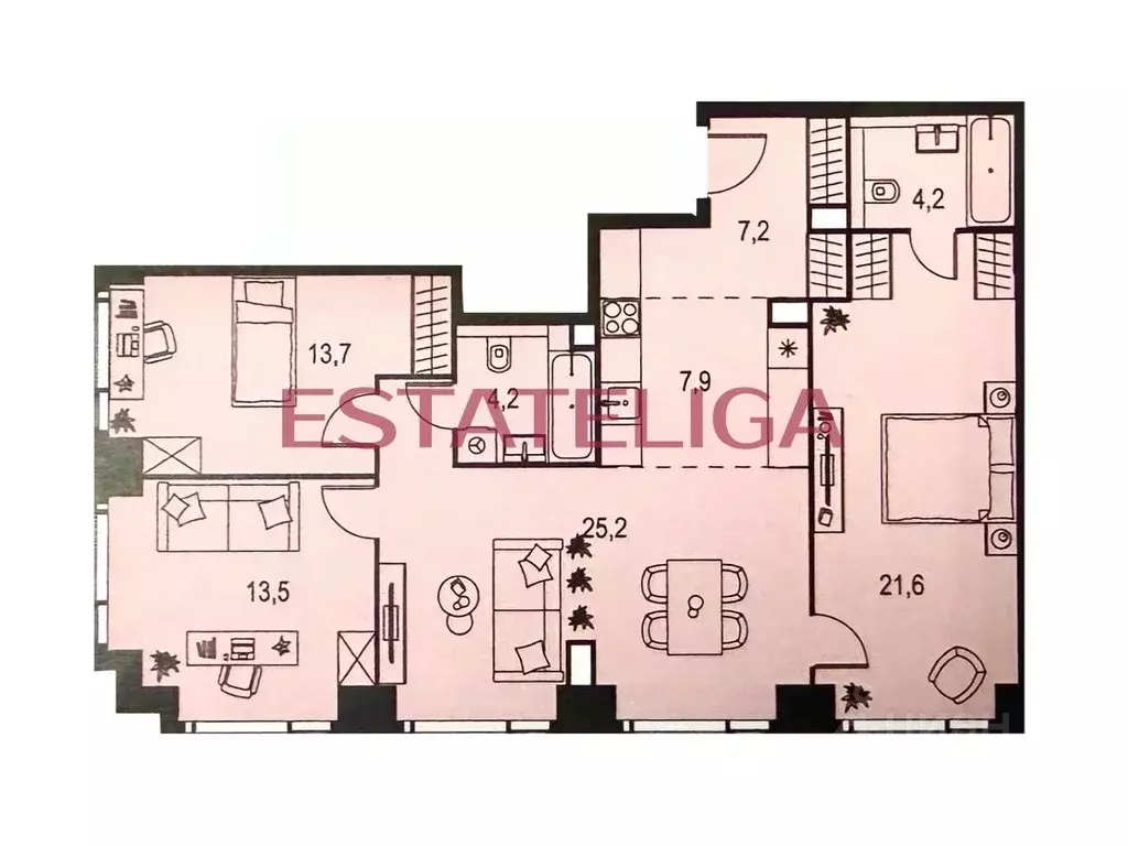 4-к кв. Москва Озерная ул., 1к1/1 (98.0 м) - Фото 2