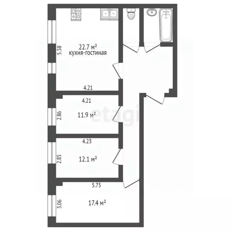 3-к кв. Ямало-Ненецкий АО, Муравленко Радужный мкр, пер. ... - Фото 2