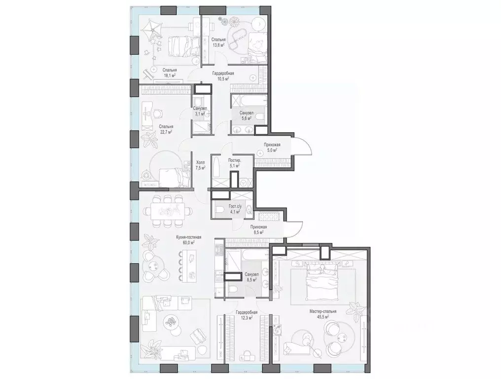 4-к кв. Москва просп. Генерала Дорохова, 39к2М (228.0 м) - Фото 1