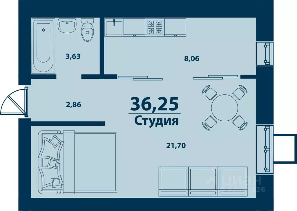 1-к кв. Башкортостан, Уфа ул. Ивана Спатара, 18 (36.25 м) - Фото 0