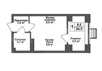 квартира-студия, 24,4 м, 13/17 эт. - Фото 0