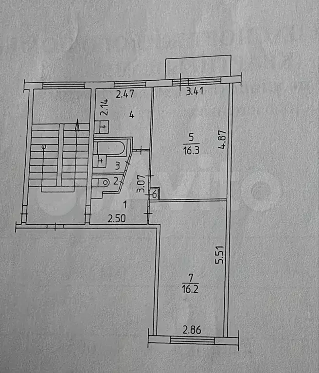 2-к. квартира, 46,5 м, 2/5 эт. - Фото 0