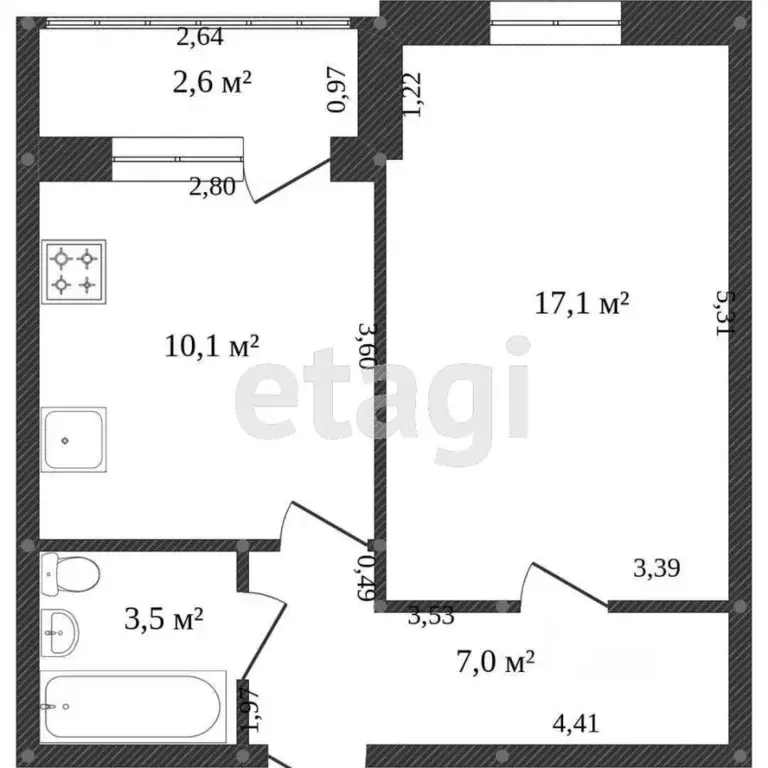 1-к кв. Калининградская область, Калининград Шахматная ул., 2 (43.0 м) - Фото 2