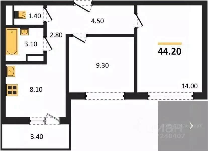 2-к кв. Воронежская область, Воронеж ул. Шибилкина, 9 (44.2 м) - Фото 0