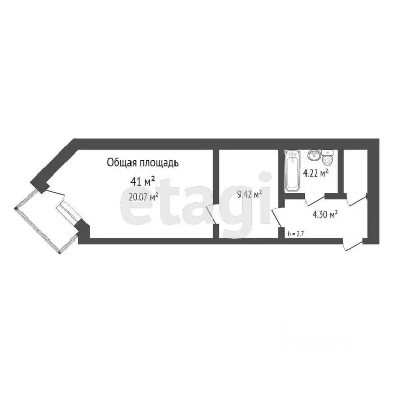 1-к кв. Томская область, Томск Черемошники мкр, ул. Кедровая, 34 (41.0 ... - Фото 2