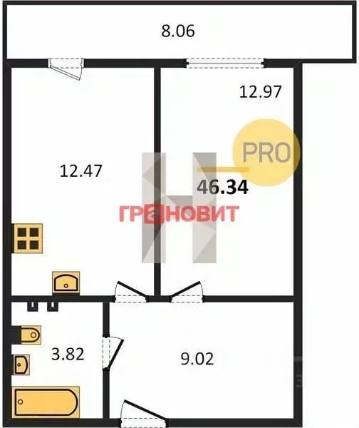 1-к кв. Новосибирская область, Новосибирск Автогенная ул., 75 (46.34 ... - Фото 1