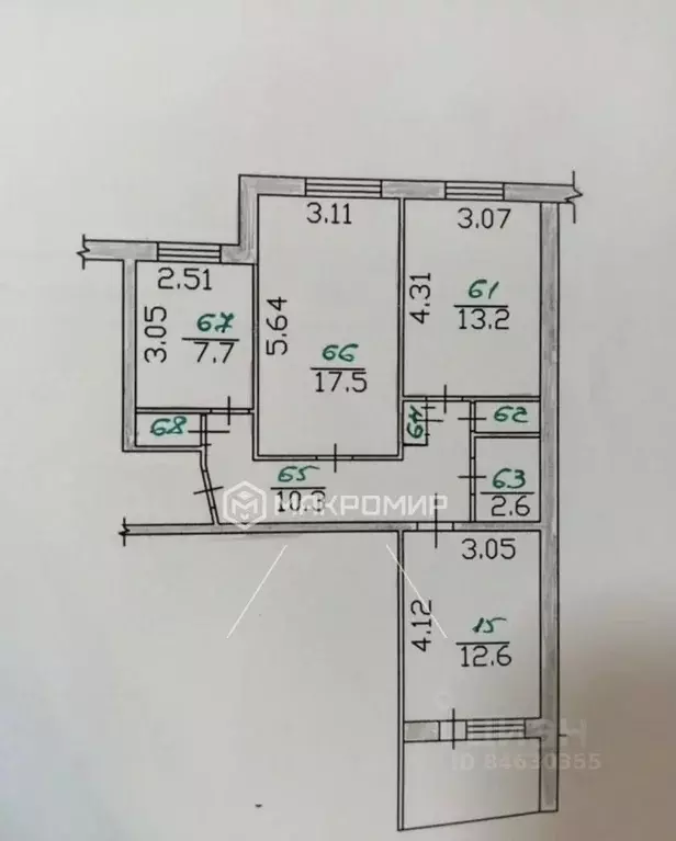 3-к кв. Орловская область, Ливны Октябрьская ул., 41 (66.7 м) - Фото 2