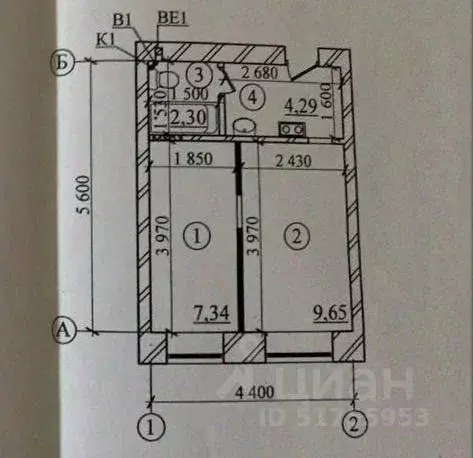 2-к кв. Ульяновская область, Ульяновск ул. Варейкиса, 15 (23.6 м) - Фото 1