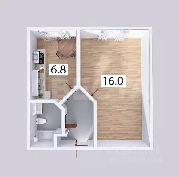 1-к кв. Омская область, Омск Верхнеднепровская ул., 269к3 (29.4 м) - Фото 2