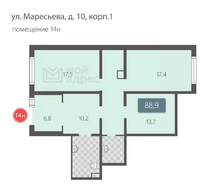 Помещение свободного назначения в Москва ул. Маресьева, 10к1 (89 м) - Фото 1