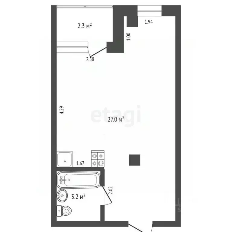 Студия Ростовская область, Ростов-на-Дону ул. Доватора, 235 (34.0 м) - Фото 0