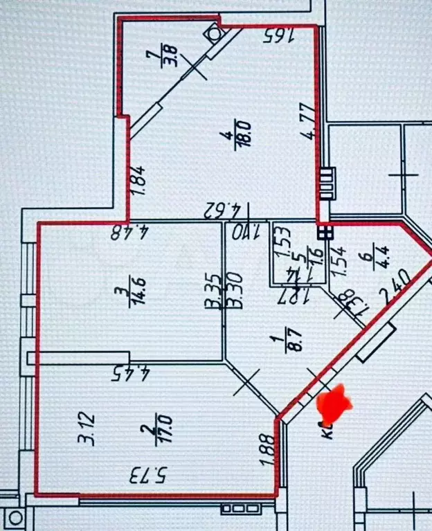 2-к. квартира, 68,1 м, 3/4 эт. - Фото 0