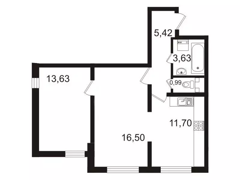 2-комнатная квартира: Санкт-Петербург, Парашютная улица, 61к3 (52 м) - Фото 1