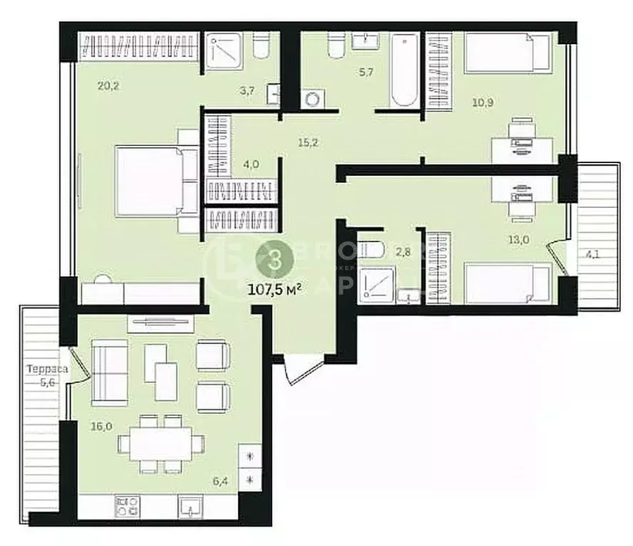 3-к кв. Новосибирская область, Новосибирск Европейский Берег мкр,  ... - Фото 1