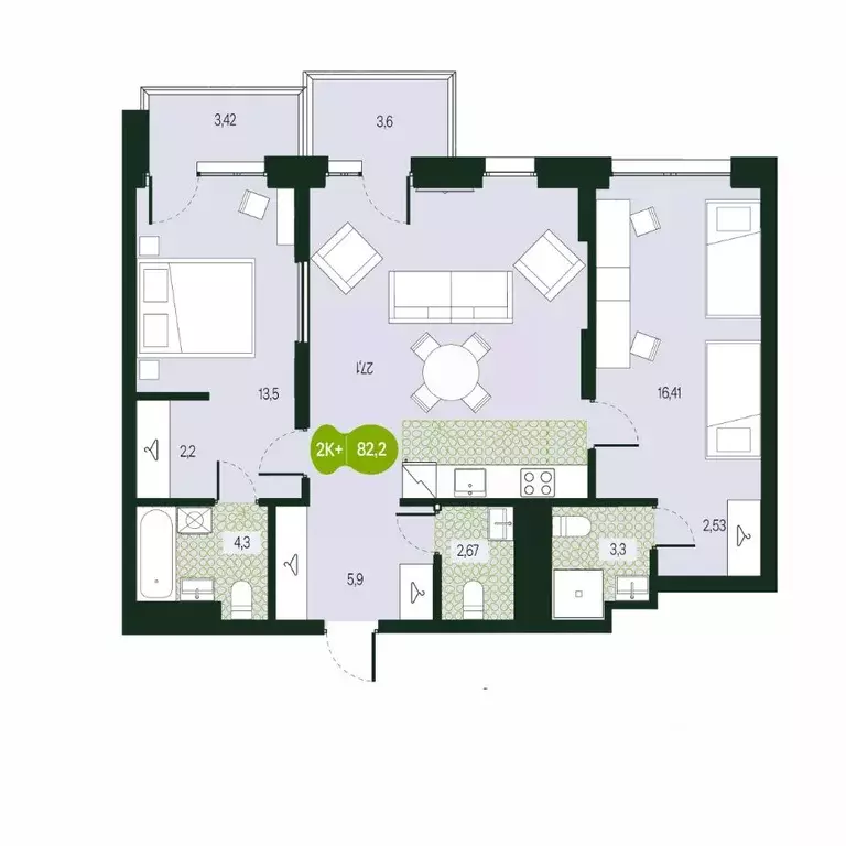 3-к кв. Забайкальский край, Чита Каштакский мкр,  (85.17 м) - Фото 1