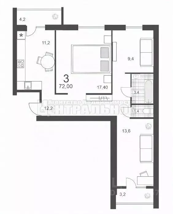 3-к кв. Смоленская область, Смоленск ул. 2-я Киевская, 20А (72.0 м) - Фото 1