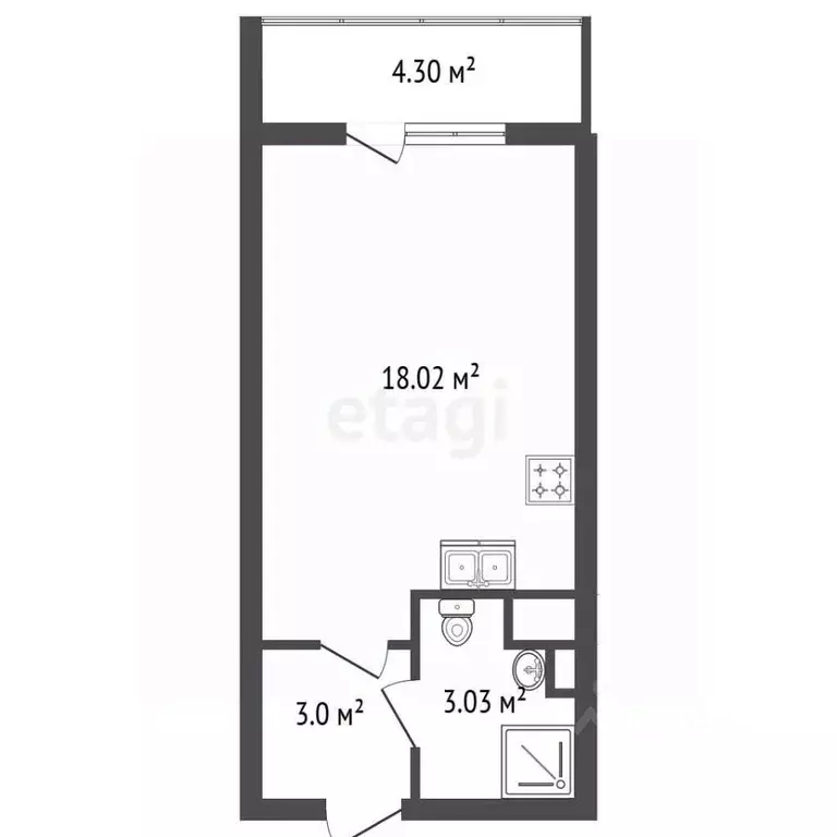 Студия Санкт-Петербург Фарфоровская ул., 7к2 (24.0 м) - Фото 2