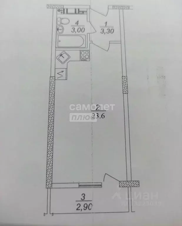 Студия Краснодарский край, Анапа Владимирская ул., 154к3 (32.08 м) - Фото 2