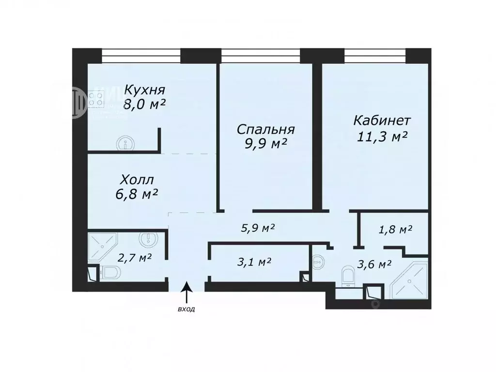 3-к кв. Москва Багратионовский проезд, 5Ак1 (54.0 м) - Фото 1