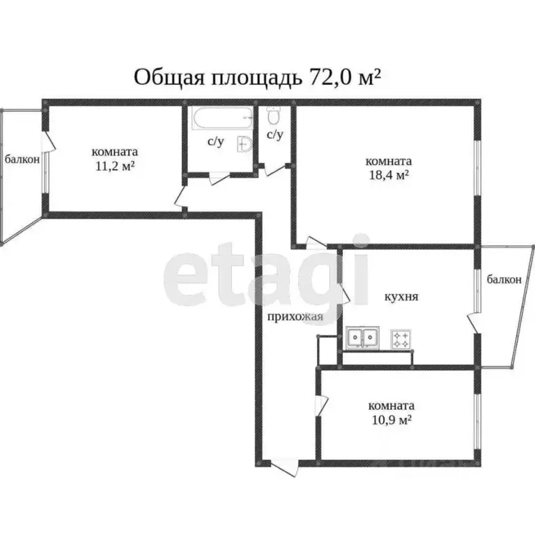 3-к кв. Ханты-Мансийский АО, Сургут ул. Островского, 26/1 (71.1 м) - Фото 1