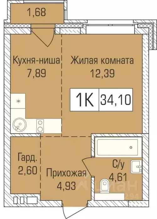 1-к кв. Новосибирская область, Новосибирск ул. Василия Клевцова, 3 ... - Фото 0