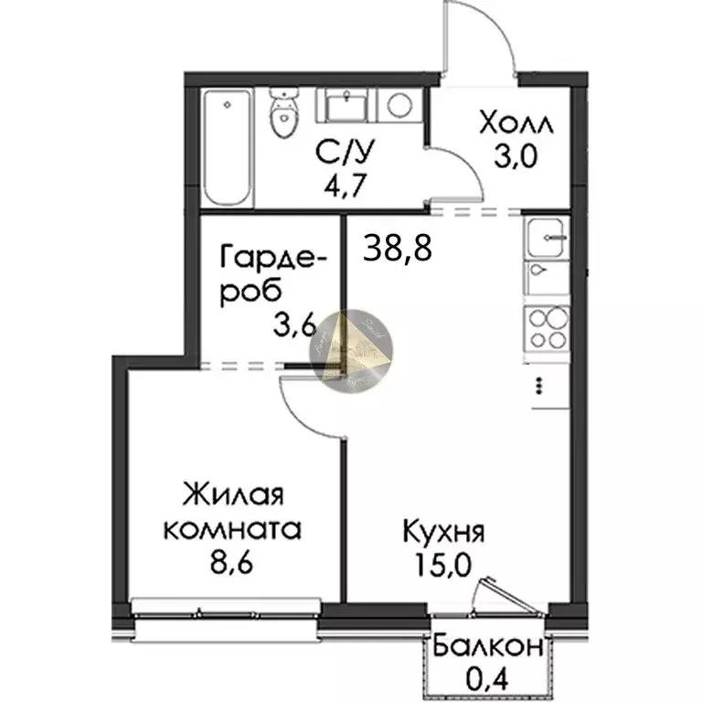 1-комнатная квартира: Санкт-Петербург, Галерный проезд, 1к2 (38.8 м) - Фото 1