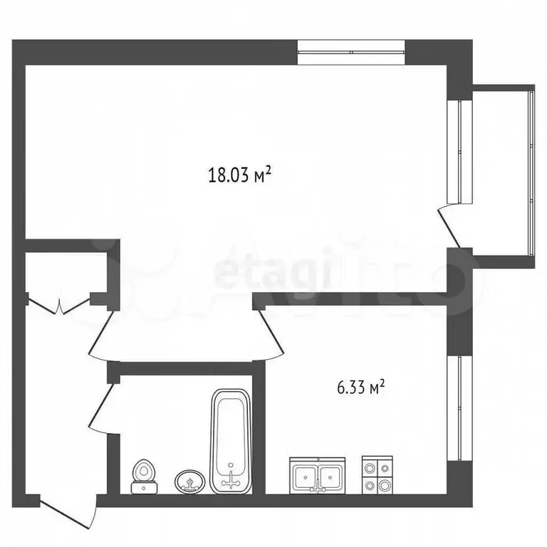 1-к. квартира, 31 м, 3/5 эт. - Фото 0