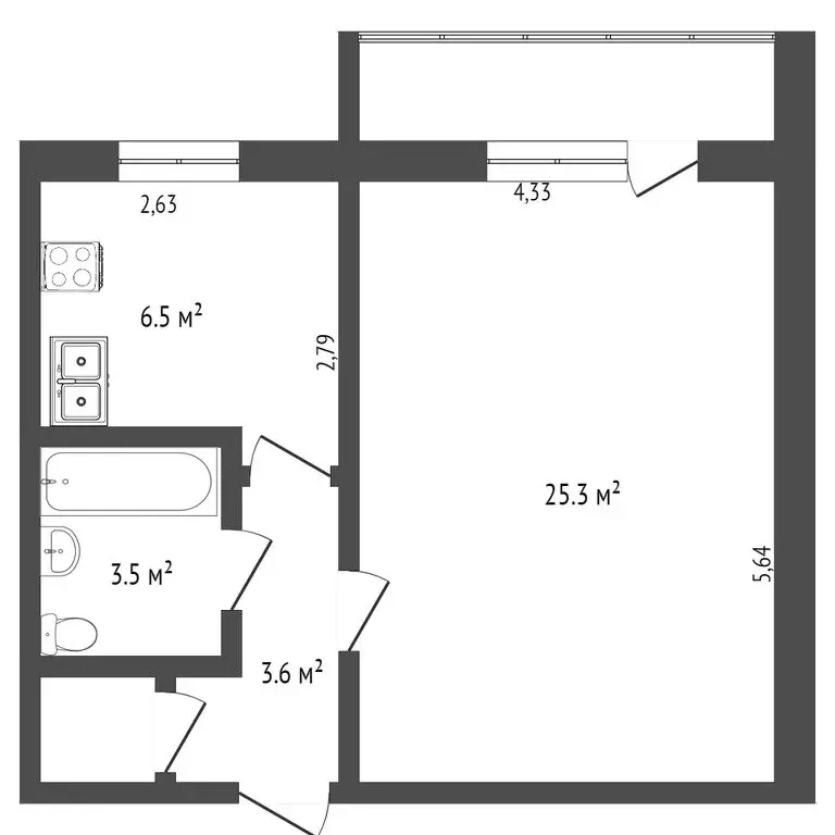 1-комнатная квартира: Тобольск, микрорайон 3Б, 16 (27.5 м) - Фото 1