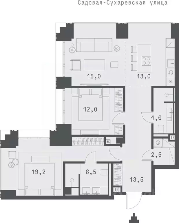 2-к кв. Москва Садовая-Сухаревская ул., 14 (85.76 м) - Фото 0