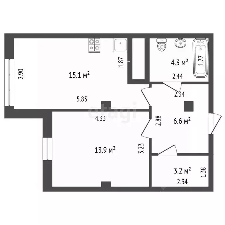 1-к кв. Краснодарский край, Геленджик Туристическая ул., 3Дк2 (43.1 м) - Фото 1