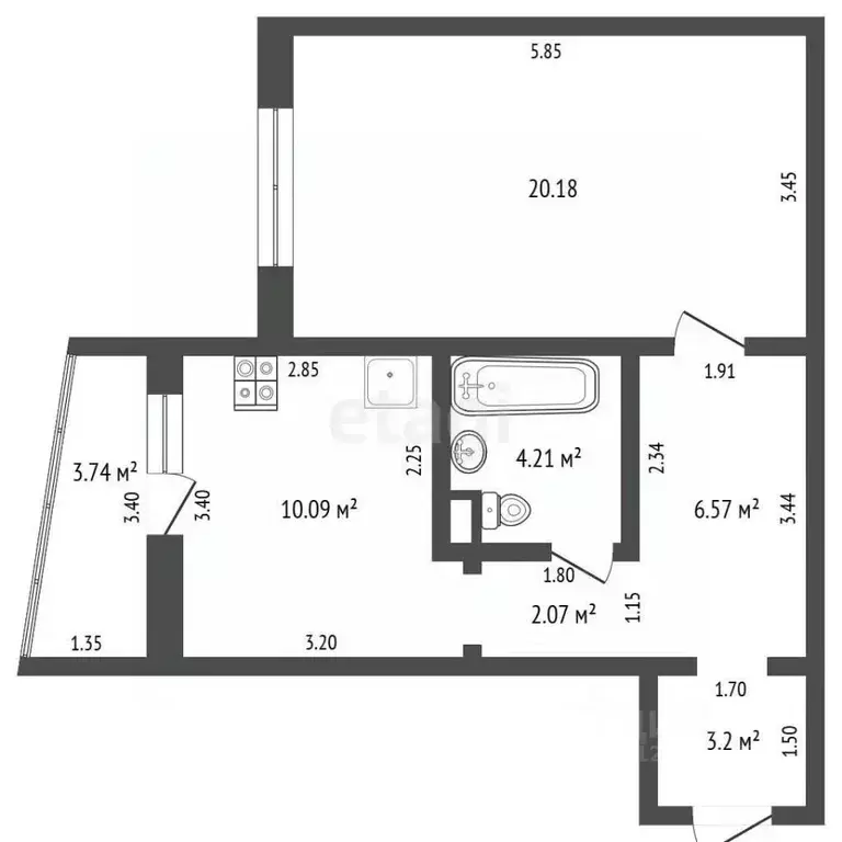 1-к кв. Московская область, Одинцово ул. Кутузовская, 1 (46.5 м) - Фото 2