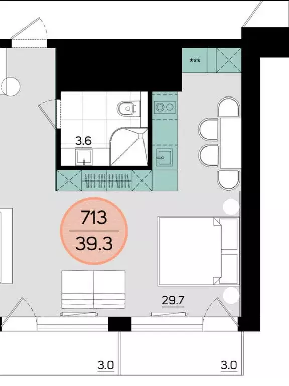 Квартира-студия: Евпатория, проспект Победы, 1 (39.3 м) - Фото 1