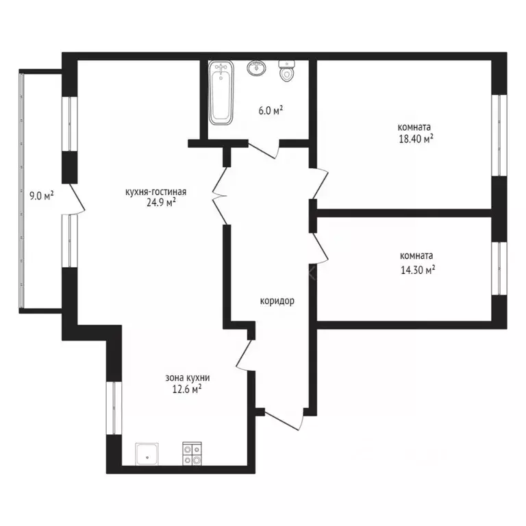 2-к кв. Тюменская область, Тюмень ул. Елизарова, 8 (91.8 м) - Фото 2