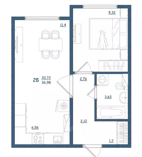 1-к кв. Тверская область, Тверь ул. Левитана, 93А (37.0 м) - Фото 1